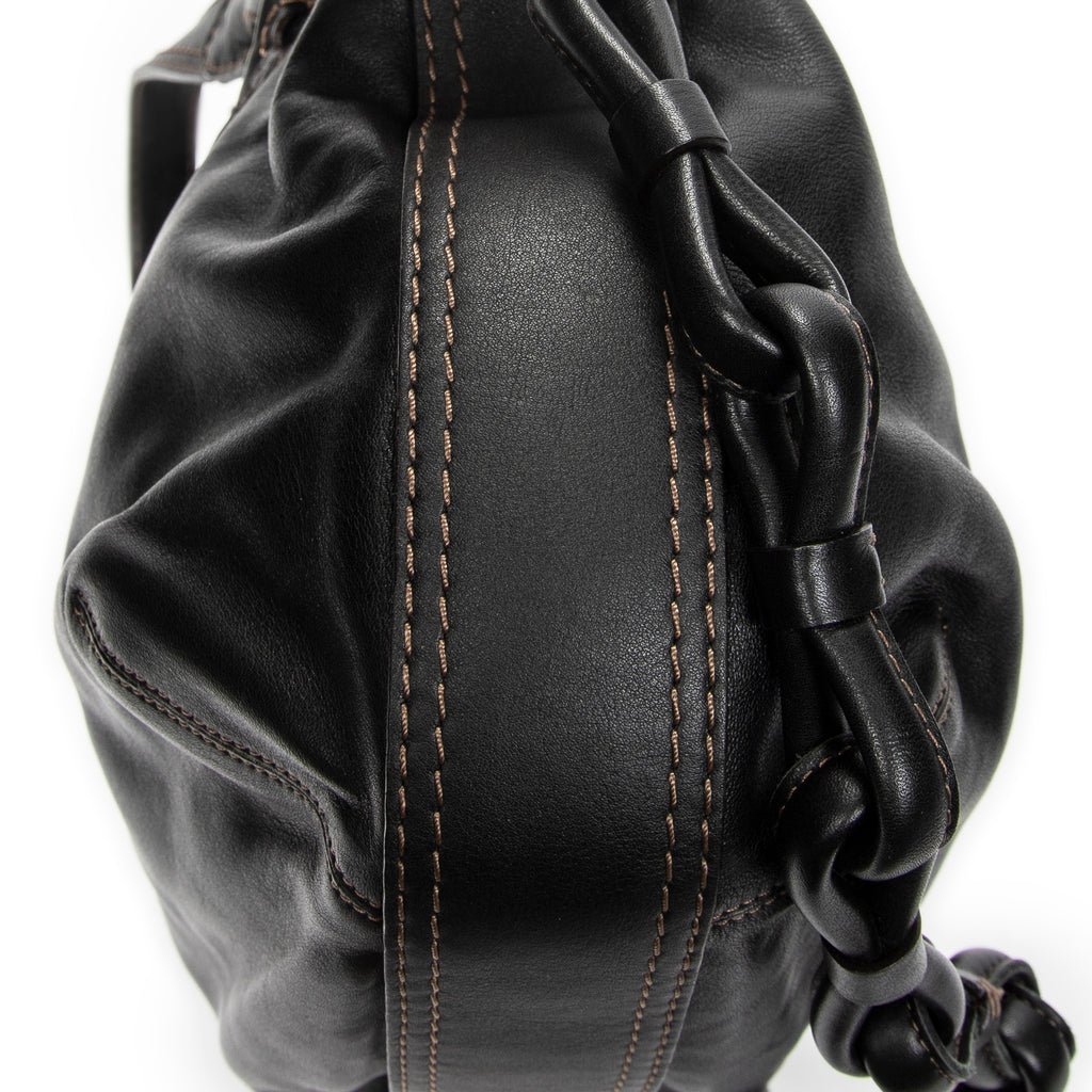 Shoulder Bag Fiesta Satchel Black Calfskin Leather