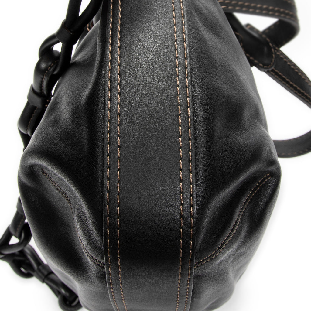Shoulder Bag Fiesta Satchel Black Calfskin Leather