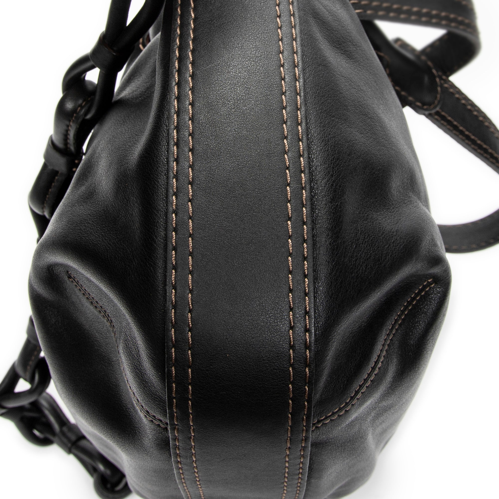 Shoulder Bag Fiesta Satchel Black Calfskin Leather