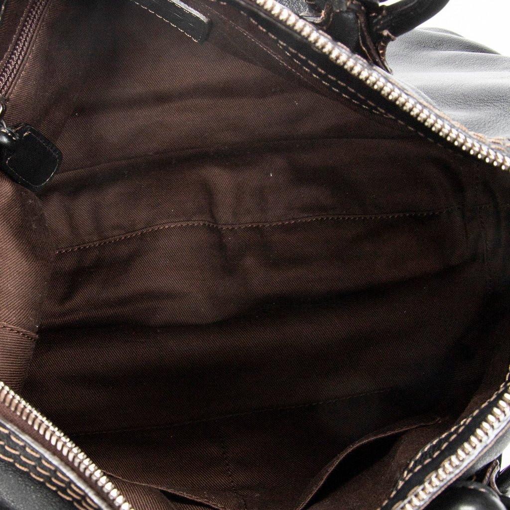Shoulder Bag Fiesta Satchel Black Calfskin Leather