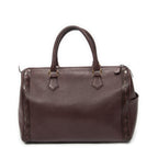 Handbag Diamond Cut Boston Burgundy Grained Calfskin Leather