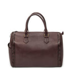 Handbag Diamond Cut Boston Burgundy Grained Calfskin Leather