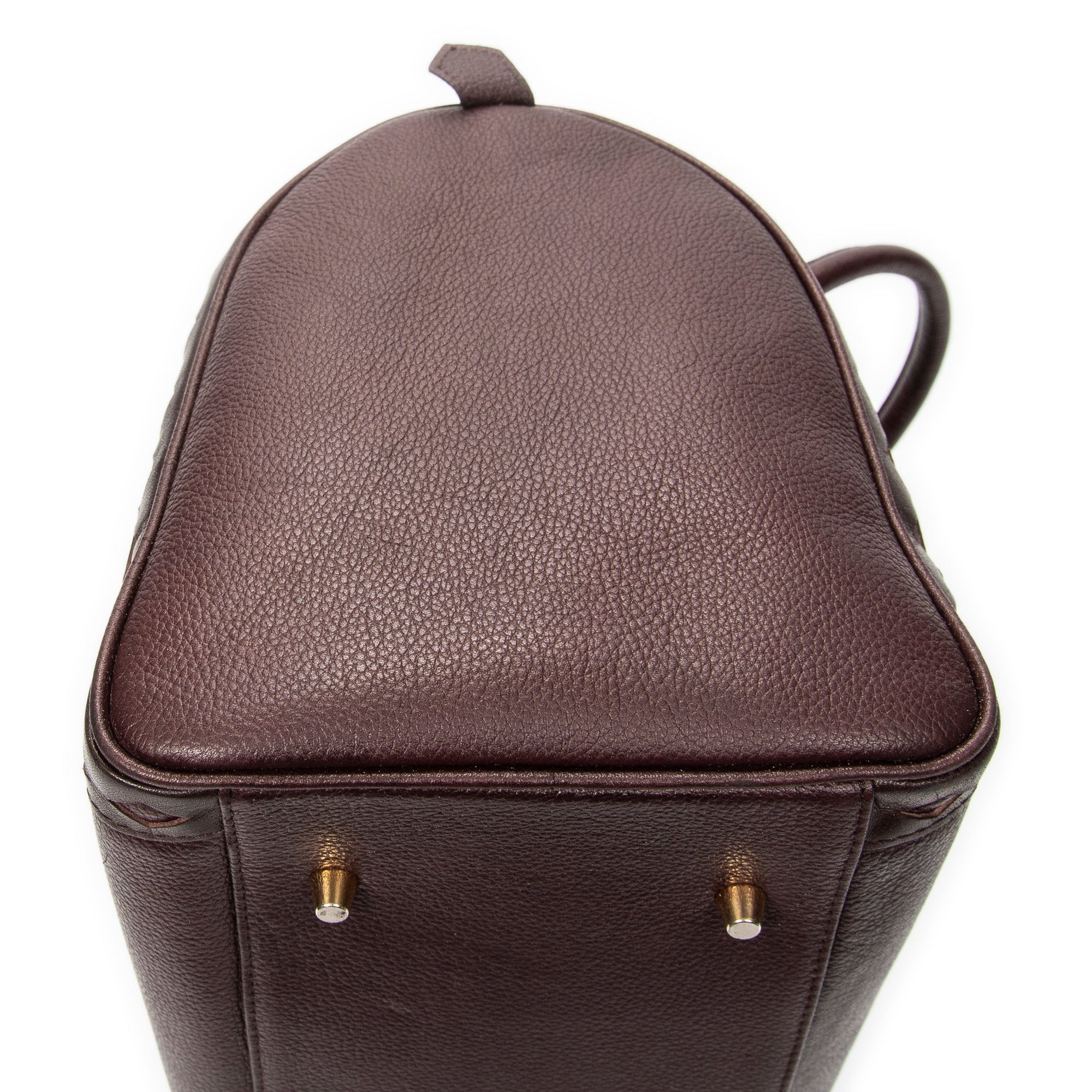 Handbag Diamond Cut Boston Burgundy Grained Calfskin Leather
