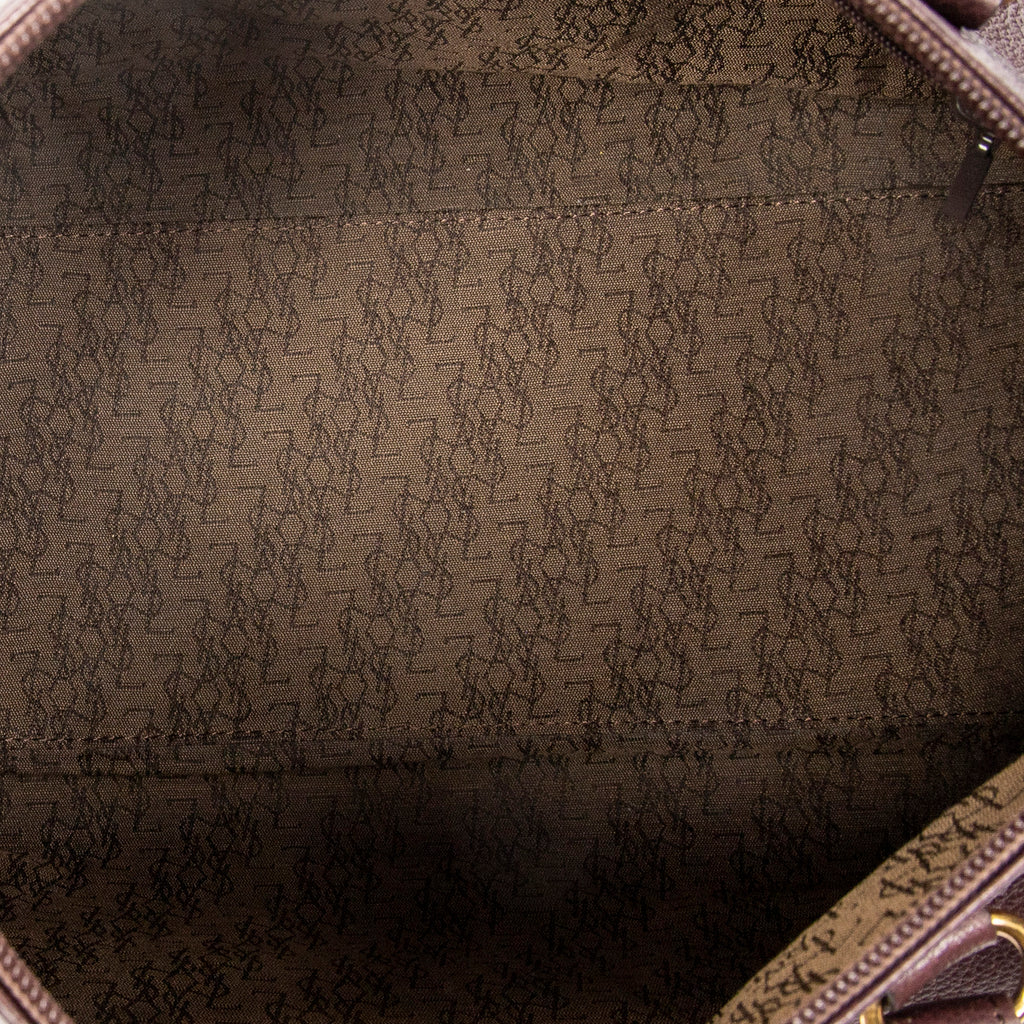 Handbag Diamond Cut Boston Burgundy Grained Calfskin Leather
