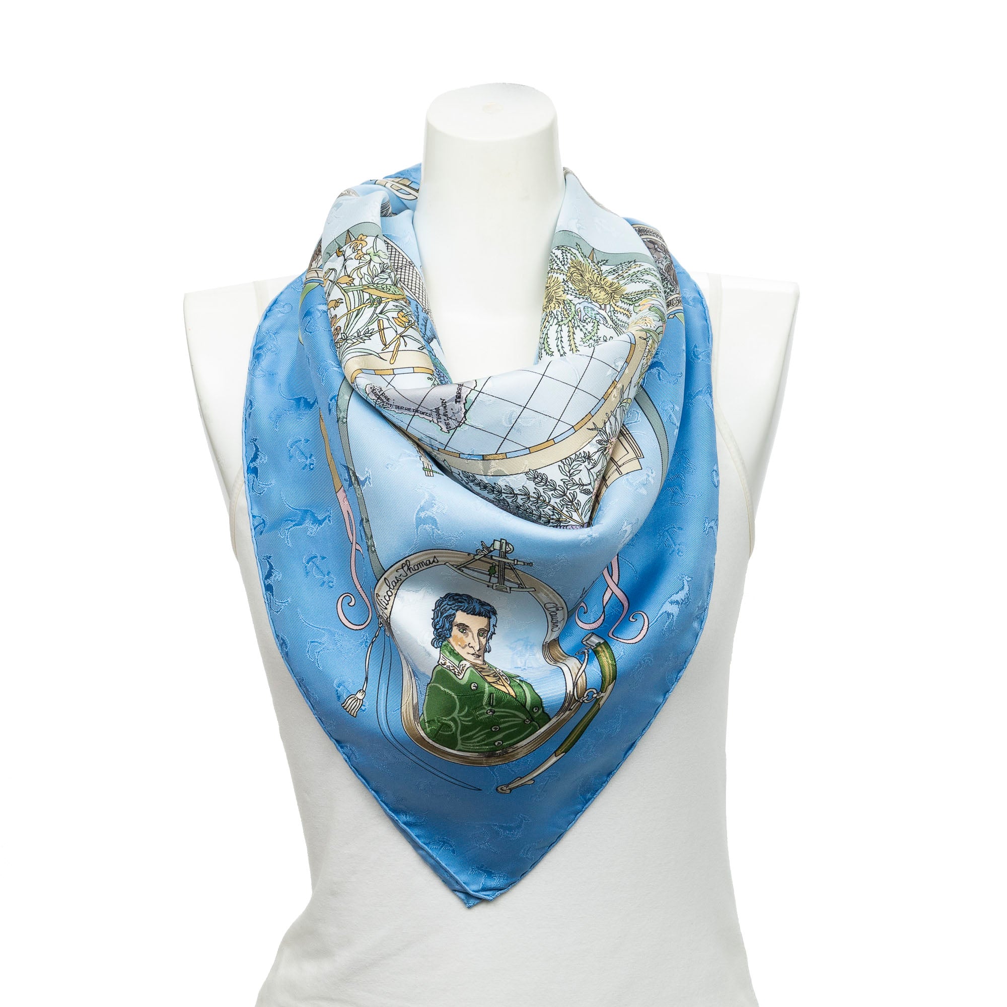 Scarf Scarf Light Blue 100% Jacquard Silk