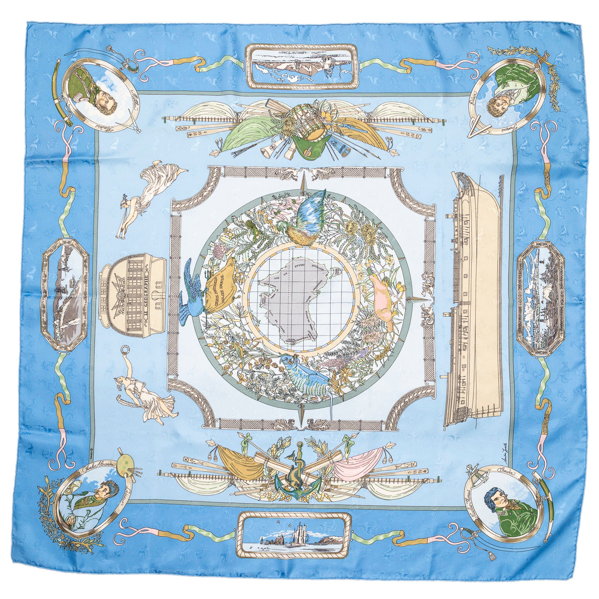 Scarf Scarf Light Blue 100% Jacquard Silk