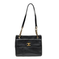 Shoulder Bag CC Front Pocket Chain Tote Black Caviar Leather