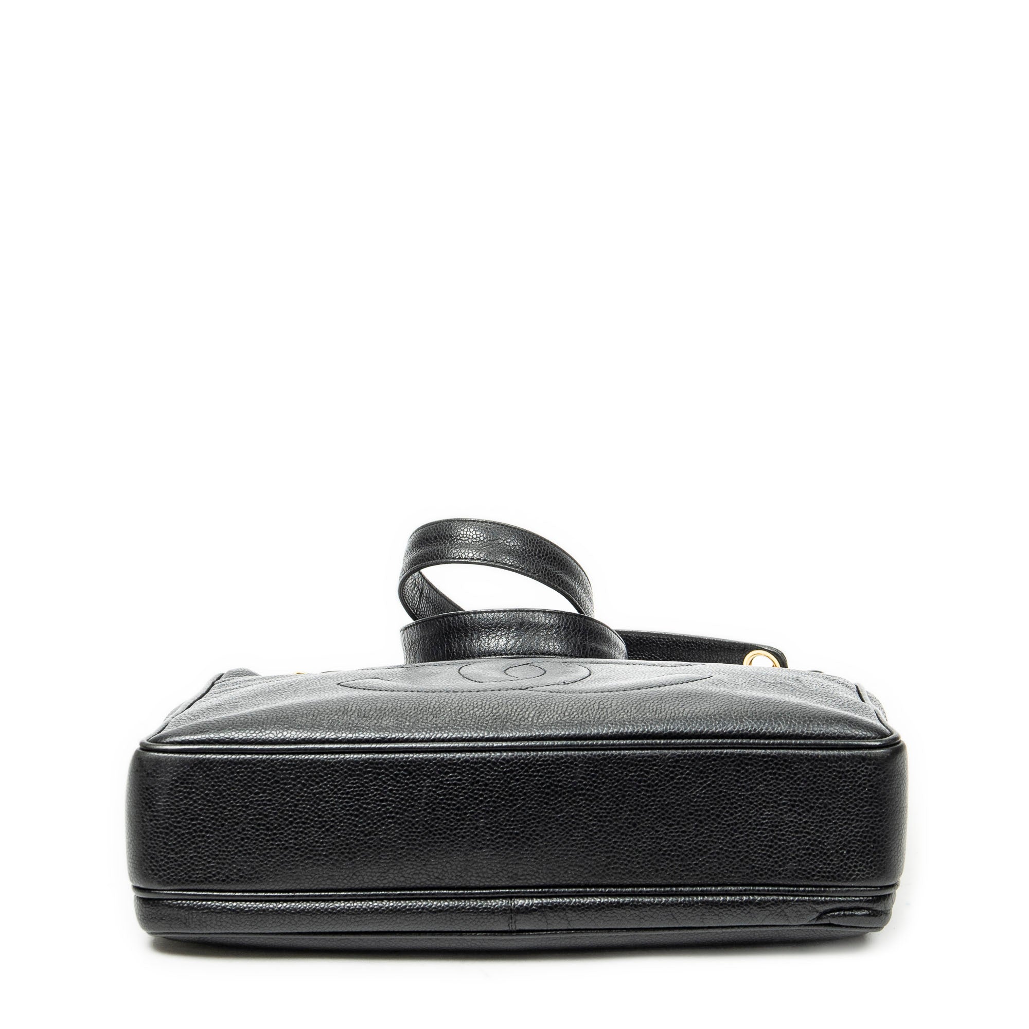 Shoulder Bag CC Front Pocket Chain Tote Black Caviar Leather
