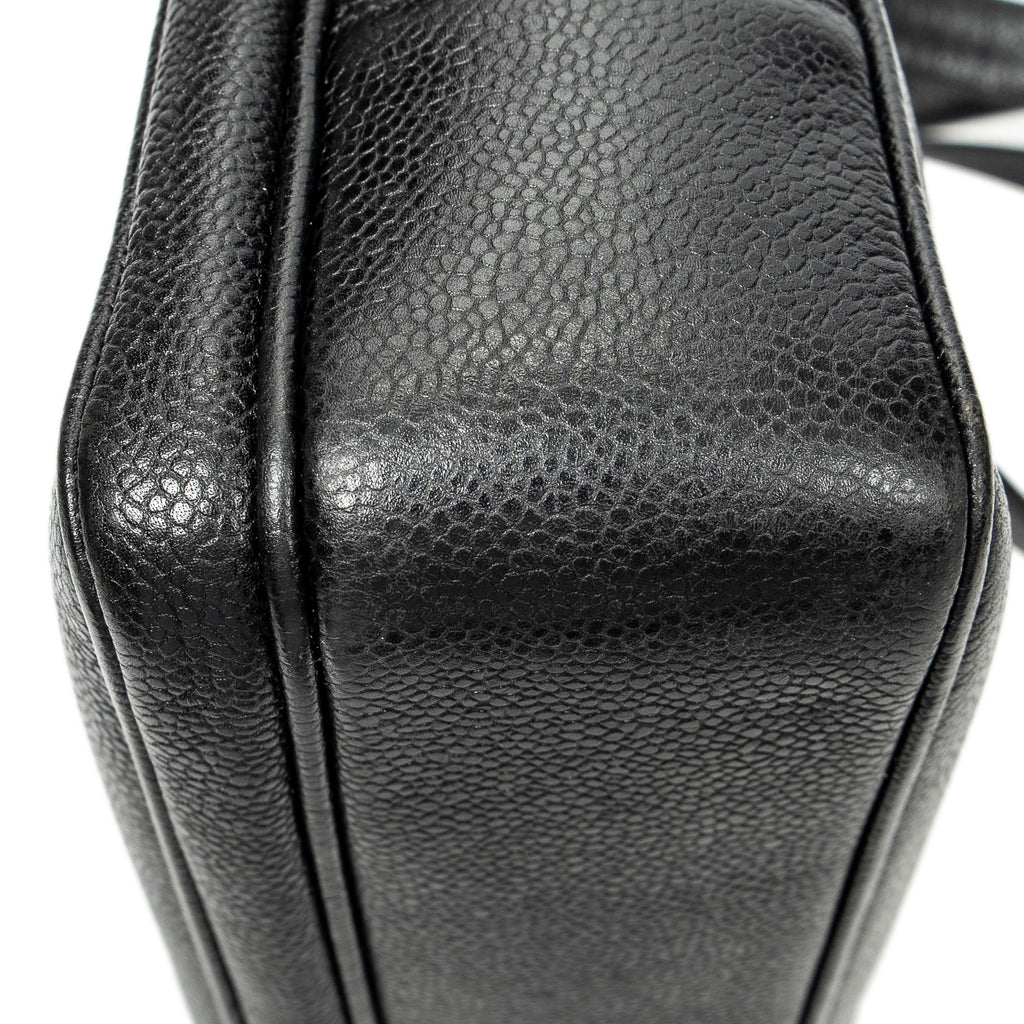 Shoulder Bag CC Front Pocket Chain Tote Black Caviar Leather