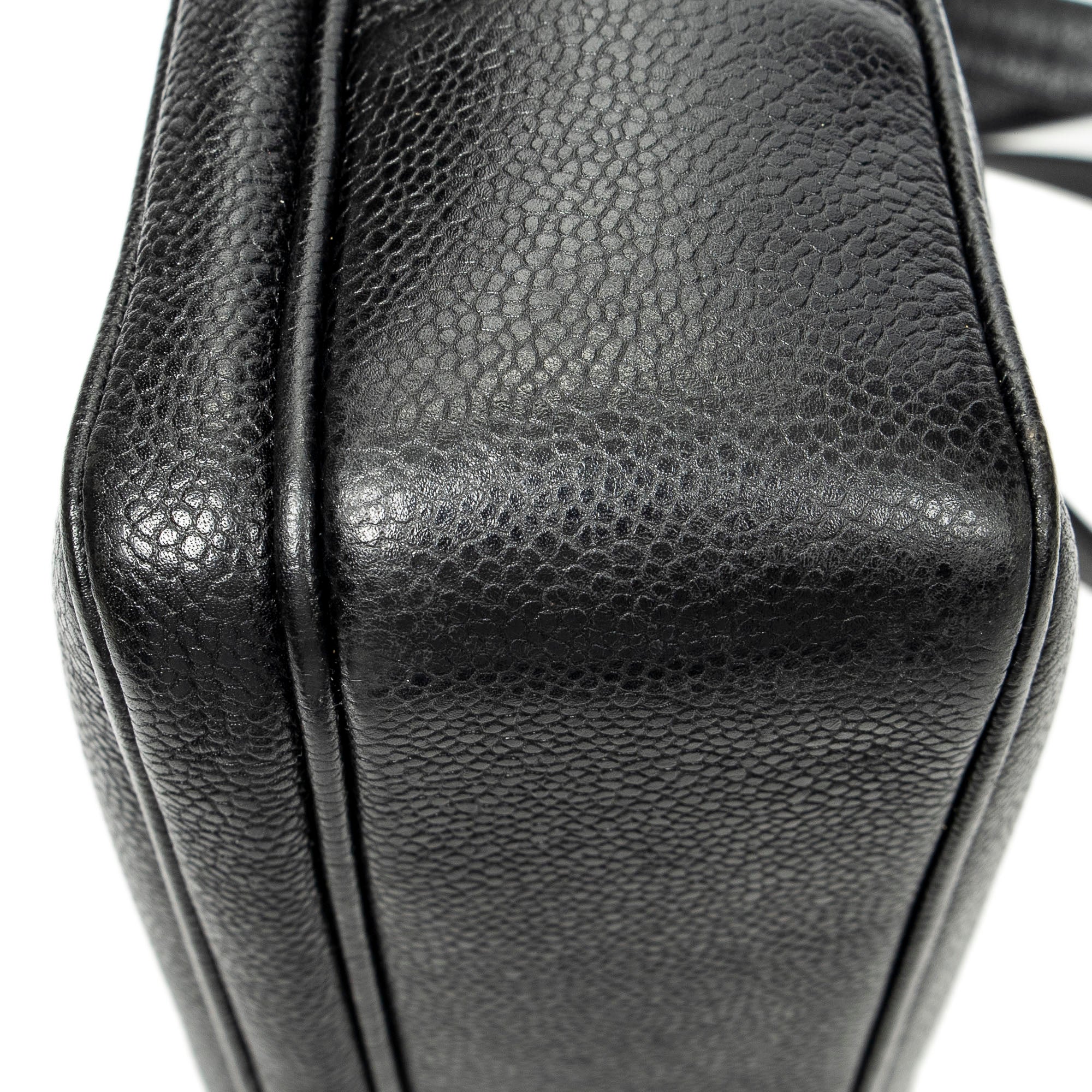 Shoulder Bag CC Front Pocket Chain Tote Black Caviar Leather