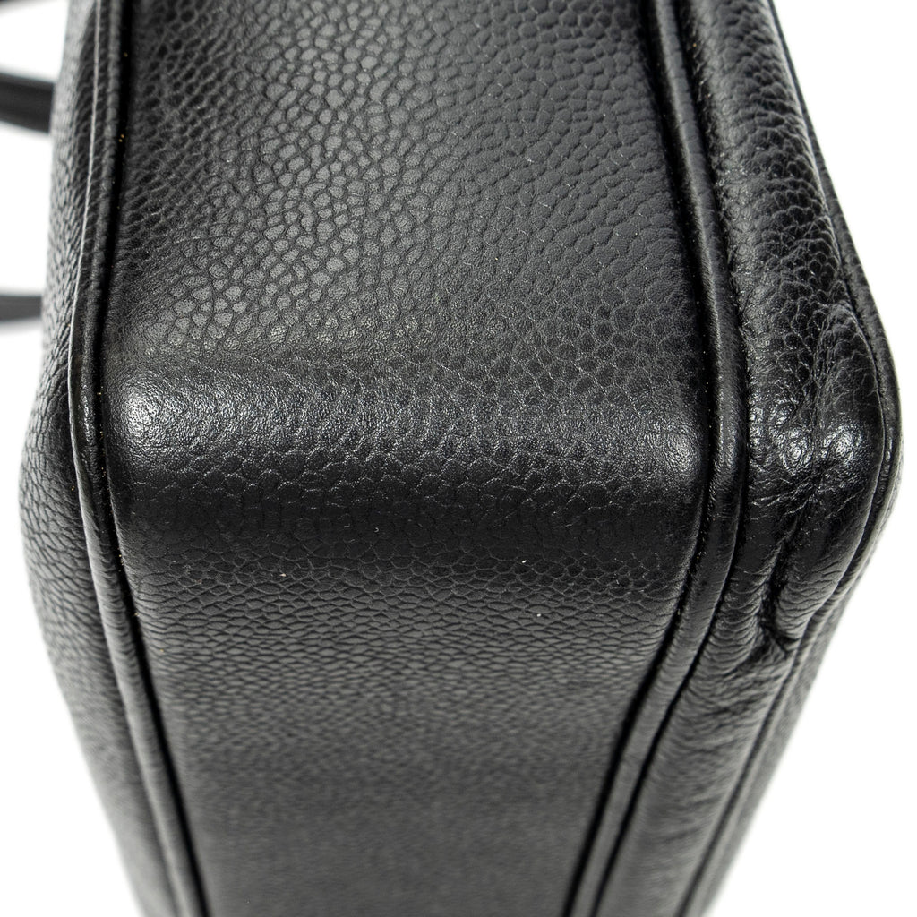Shoulder Bag CC Front Pocket Chain Tote Black Caviar Leather