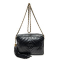 Shoulder Bag CC Tassel Camera Bag Black Diamond Quilted Lambskin Leather