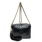 Shoulder Bag CC Tassel Camera Bag Black Diamond Quilted Lambskin Leather