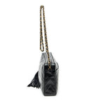 Sac à bandoulière CC Tassel Camera Bag en cuir d'agneau matelassé noir