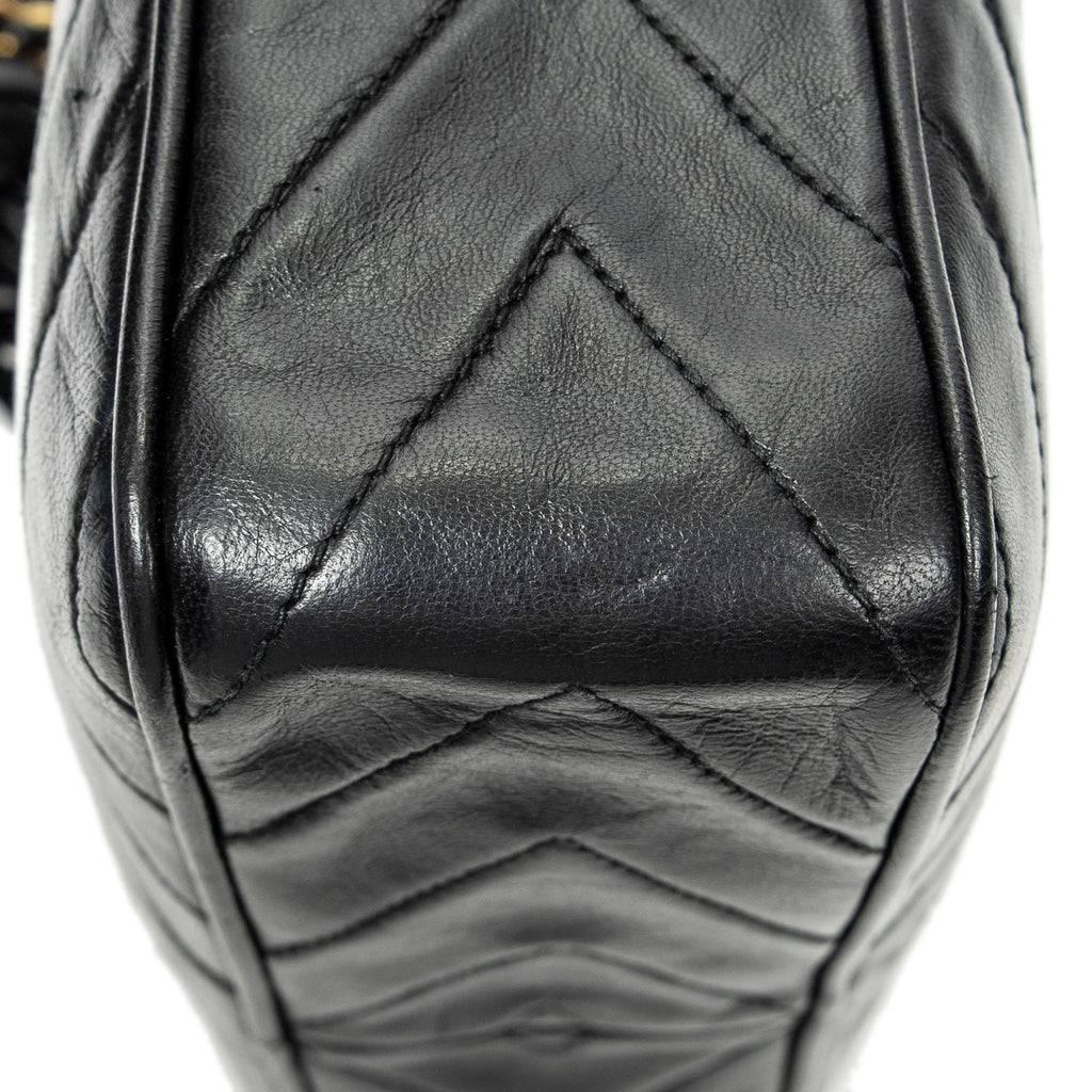 Sac à bandoulière CC Tassel Camera Bag en cuir d'agneau matelassé noir