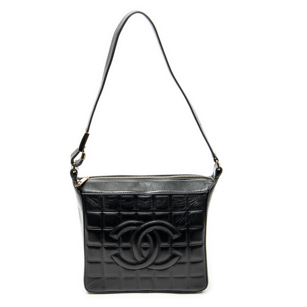 Shoulder Bag CC Square Zip Hobo Black Quilted Chocobar Leather
