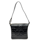 Shoulder Bag CC Square Zip Hobo Black Quilted Chocobar Leather