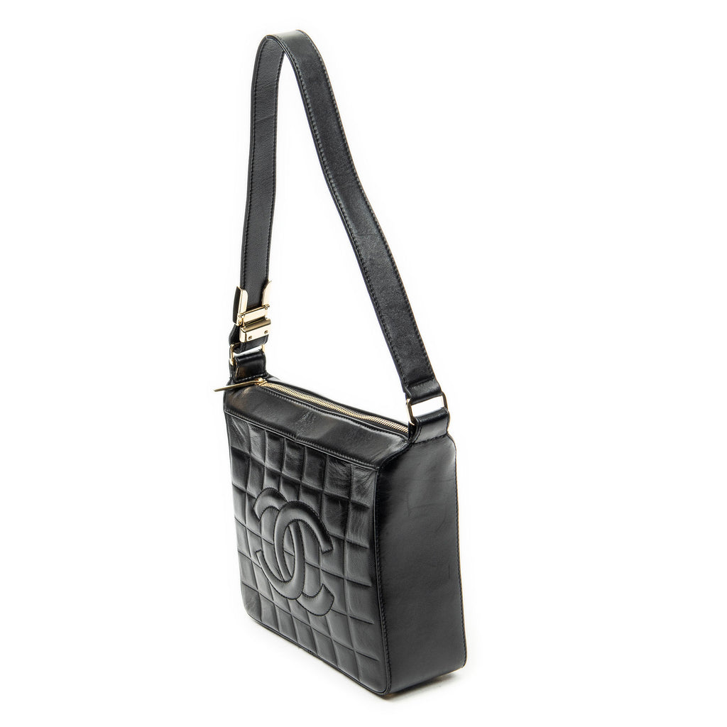 Shoulder Bag CC Square Zip Hobo Black Quilted Chocobar Leather