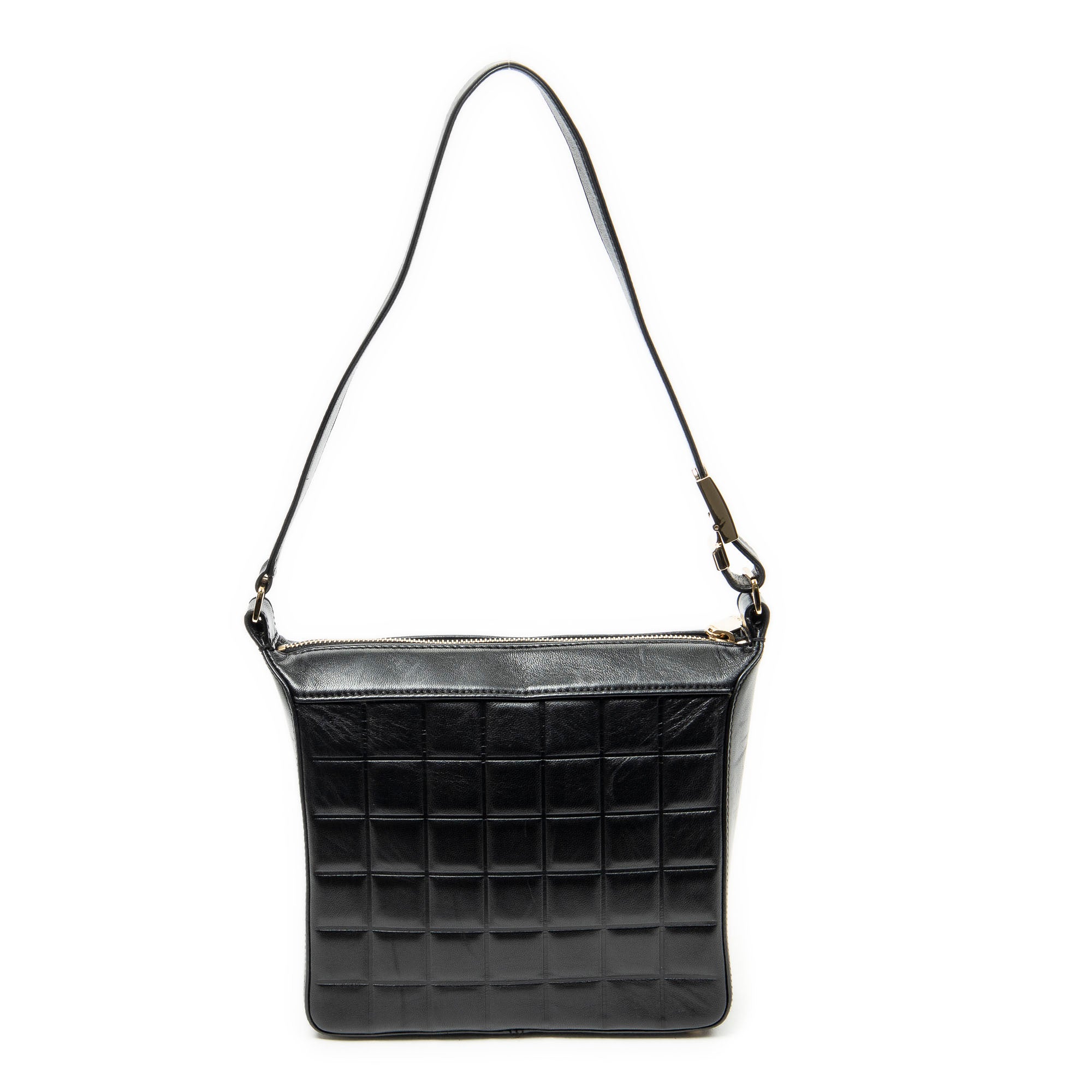 Shoulder Bag CC Square Zip Hobo Black Quilted Chocobar Leather