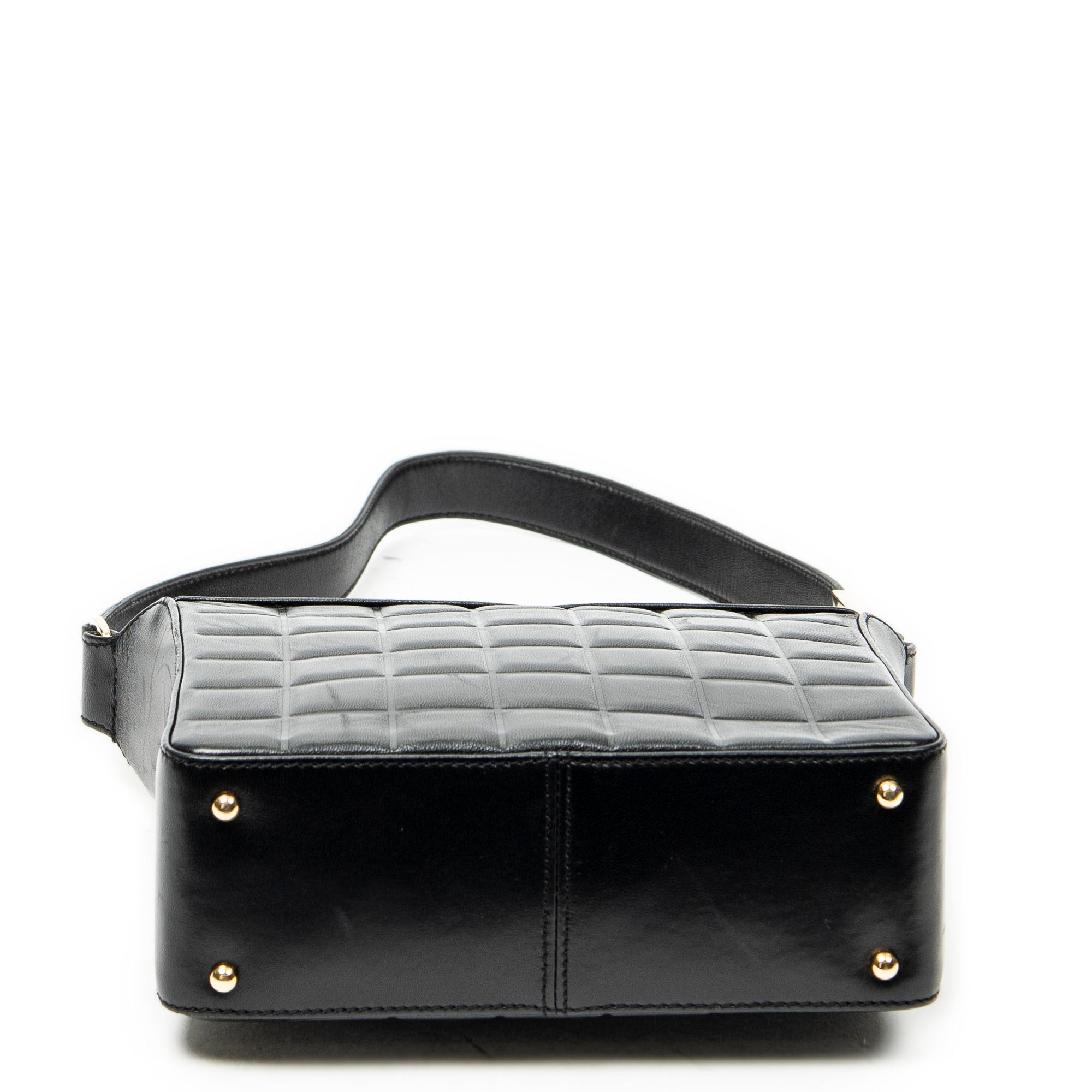 Shoulder Bag CC Square Zip Hobo Black Quilted Chocobar Leather