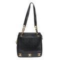 Shoulder Bag Triple CC Chain Tote Black Caviar Leather