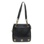 Shoulder Bag Triple CC Chain Tote Black Caviar Leather