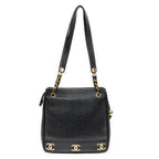 Shoulder Bag Triple CC Chain Tote Black Caviar Leather