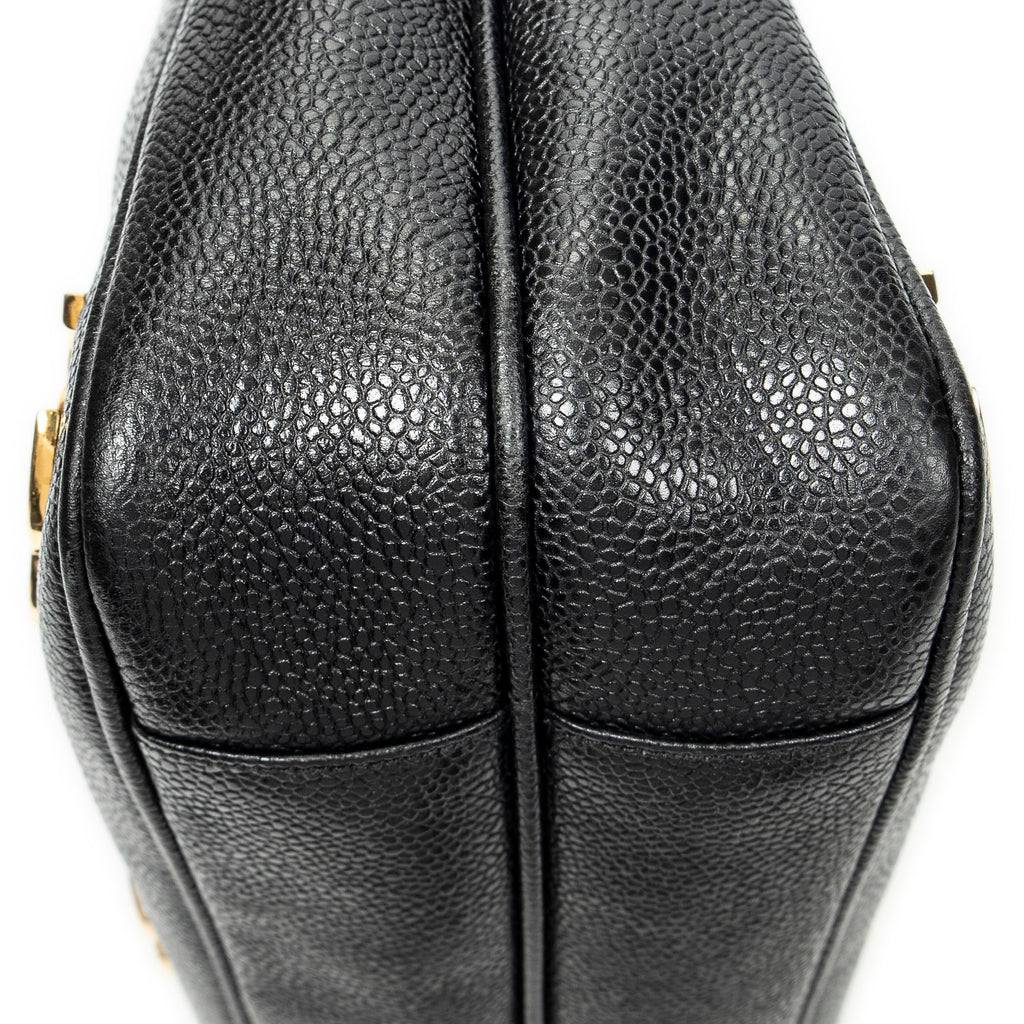 Shoulder Bag Triple CC Chain Tote Black Caviar Leather