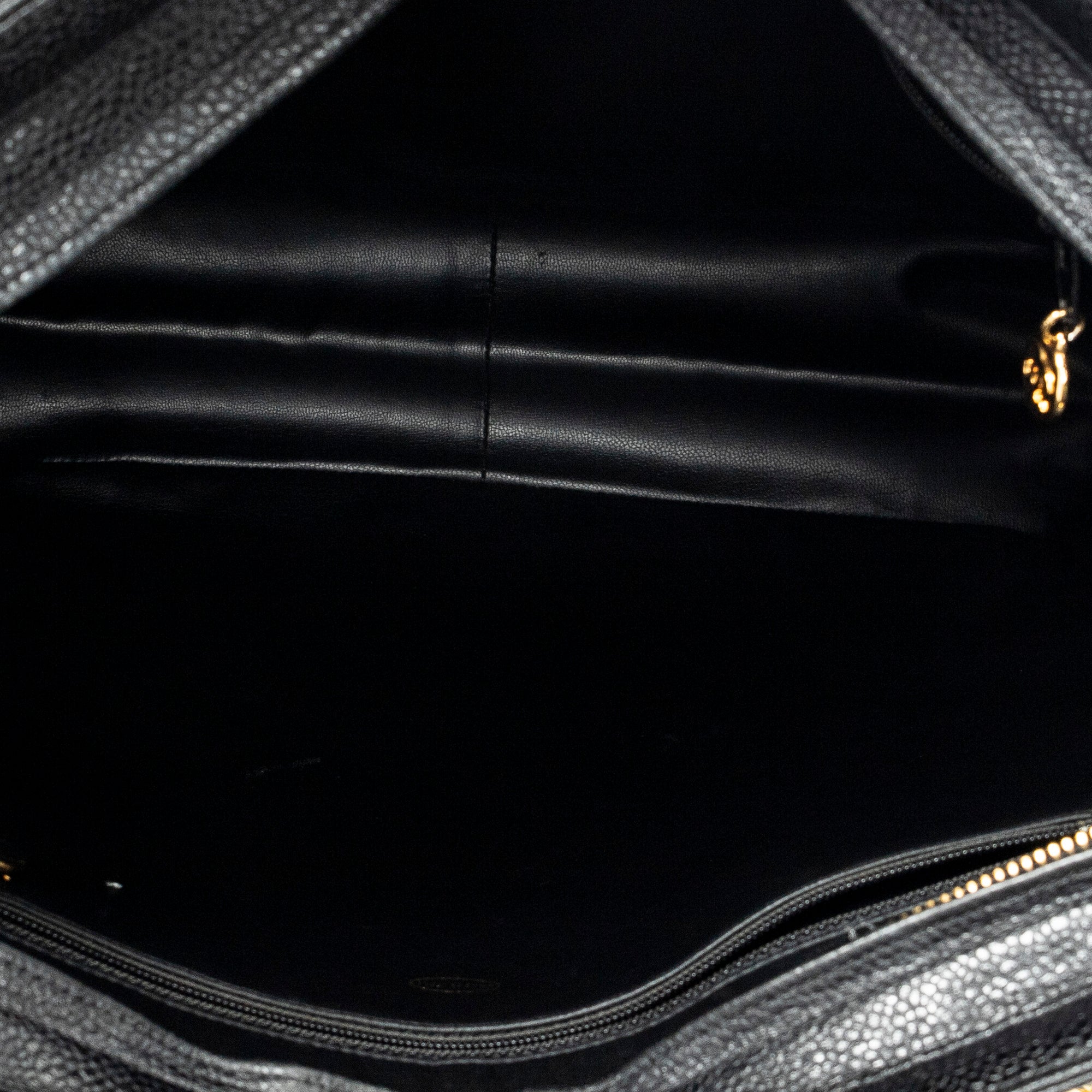 Shoulder Bag Triple CC Chain Tote Black Caviar Leather