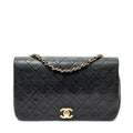 Shoulder Bag Mademoiselle Full Flap Black Quilted Lambskin Leather