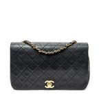 Shoulder Bag Mademoiselle Full Flap Black Quilted Lambskin Leather