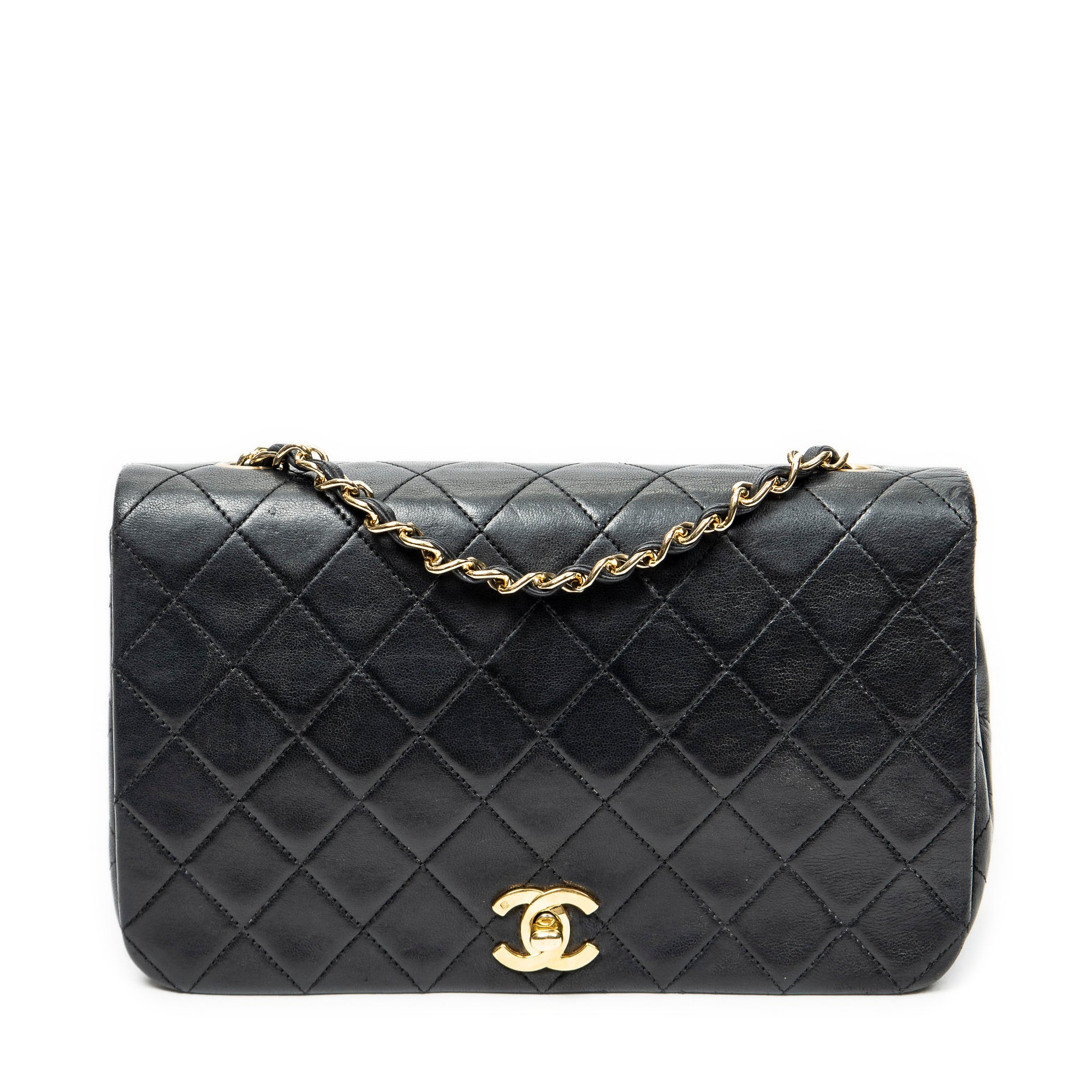 Shoulder Bag Mademoiselle Full Flap Black Quilted Lambskin Leather