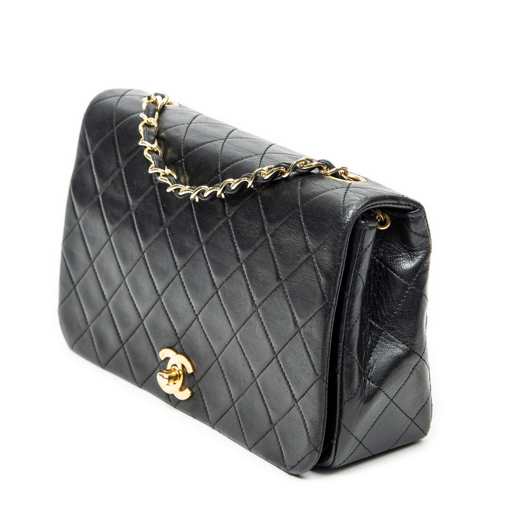 Shoulder Bag Mademoiselle Full Flap Black Quilted Lambskin Leather
