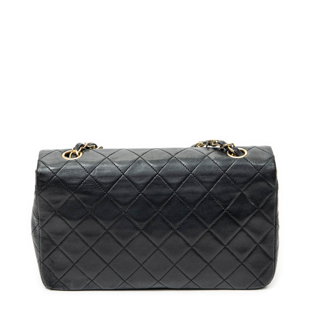 Shoulder Bag Mademoiselle Full Flap Black Quilted Lambskin Leather