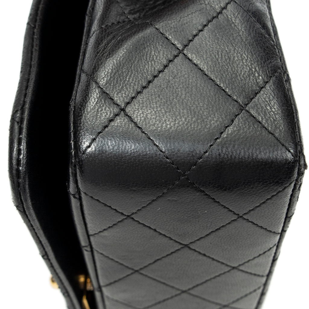 Shoulder Bag Mademoiselle Full Flap Black Quilted Lambskin Leather