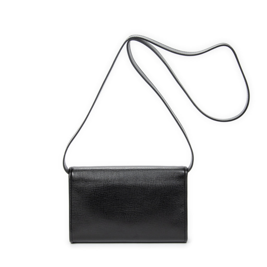 Shoulder Bag Vintage CD Flap Crossbody Black Grained Calfskin Leather