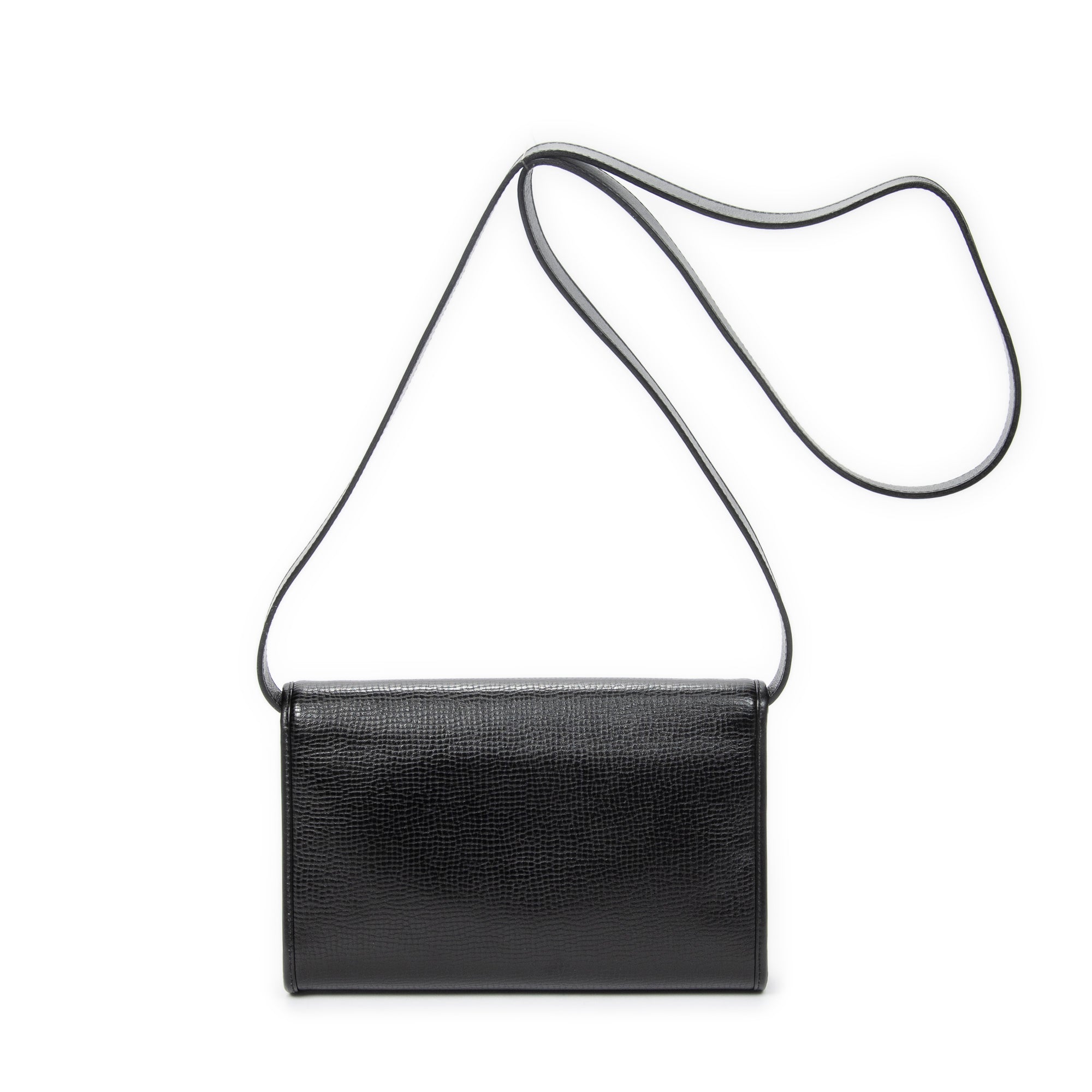 Shoulder Bag Vintage CD Flap Crossbody Black Grained Calfskin Leather