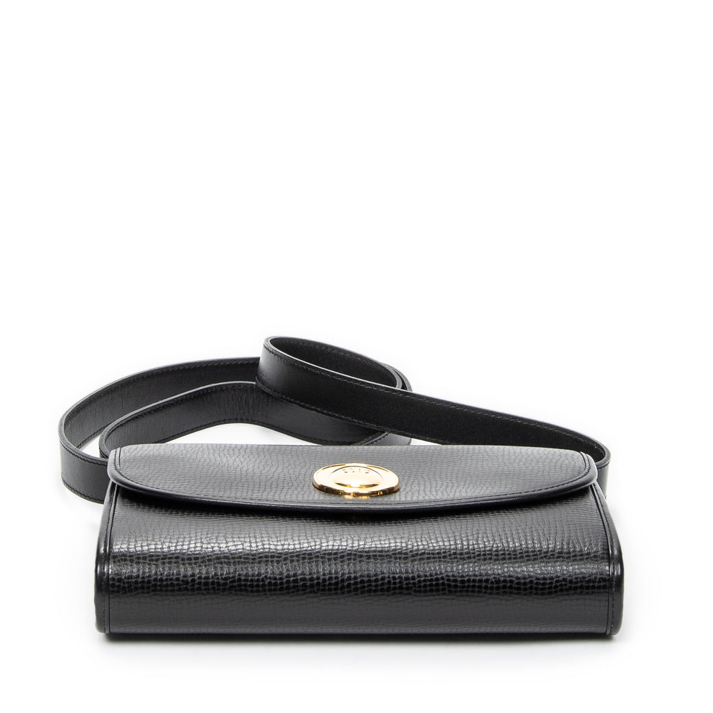 Shoulder Bag Vintage CD Flap Crossbody Black Grained Calfskin Leather