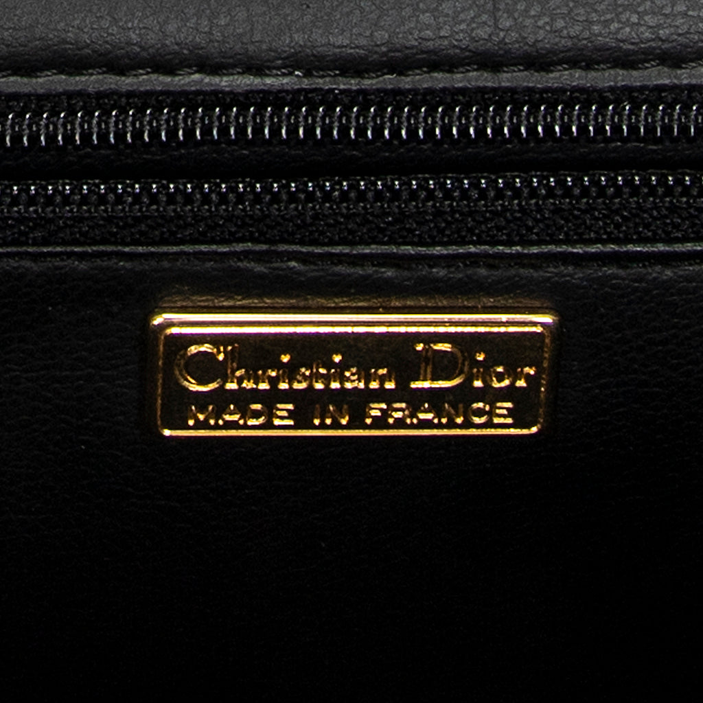 Shoulder Bag Vintage CD Flap Crossbody Black Grained Calfskin Leather