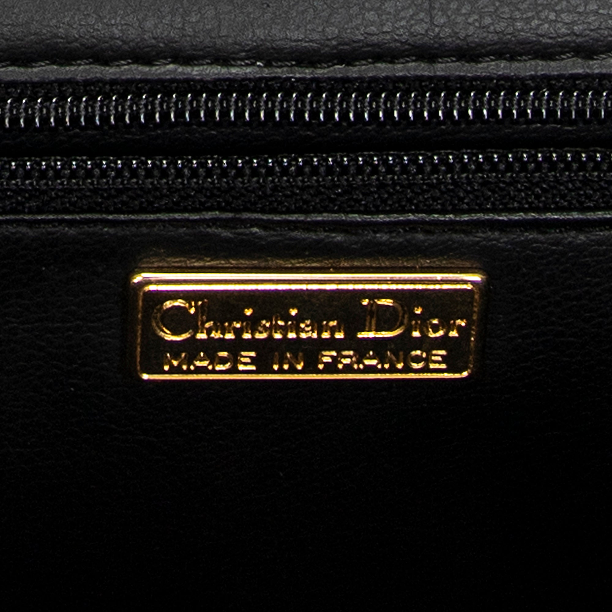 Shoulder Bag Vintage CD Flap Crossbody Black Grained Calfskin Leather
