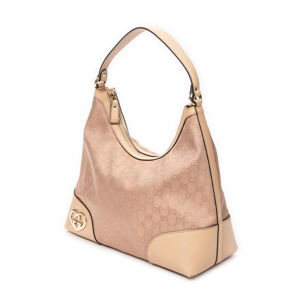 Shoulder Bag Medium Lovely Heart Hobo Light Pink Metallic Monogrammed Canvas