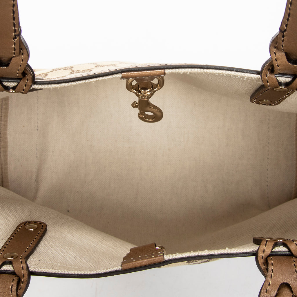 Shoulder Bag Small Craft Tote Beige Monogrammed Canvas