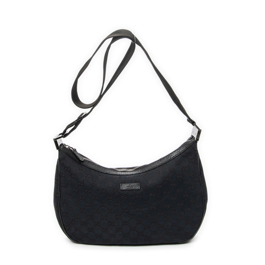 Shoulder Bag Round Zip Messenger Black Monogrammed Canvas
