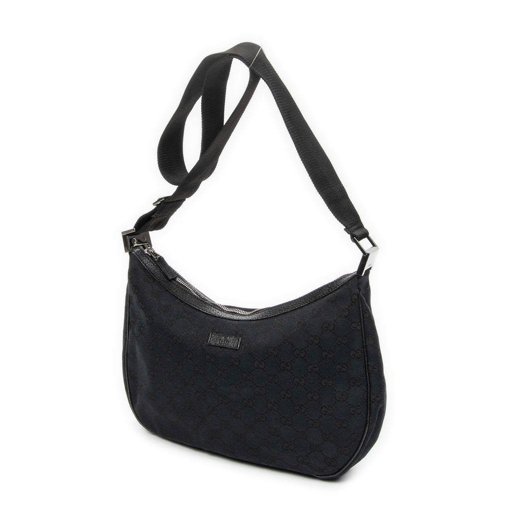 Shoulder Bag Round Zip Messenger Black Monogrammed Canvas