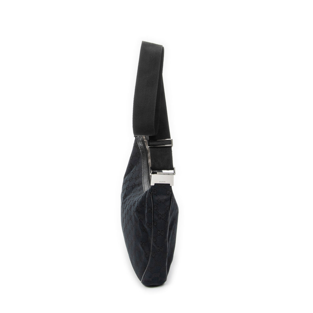 Shoulder Bag Round Zip Messenger Black Monogrammed Canvas