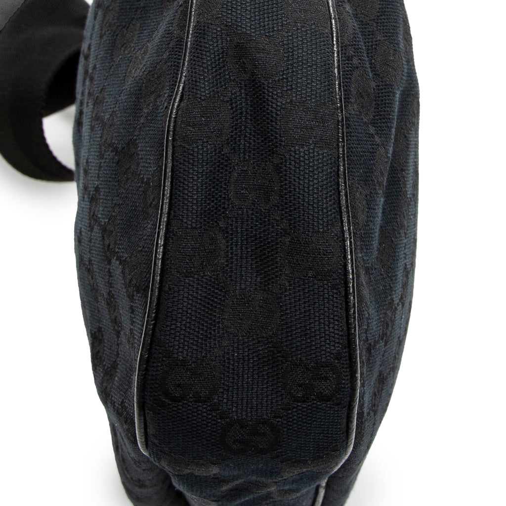 Shoulder Bag Round Zip Messenger Black Monogrammed Canvas