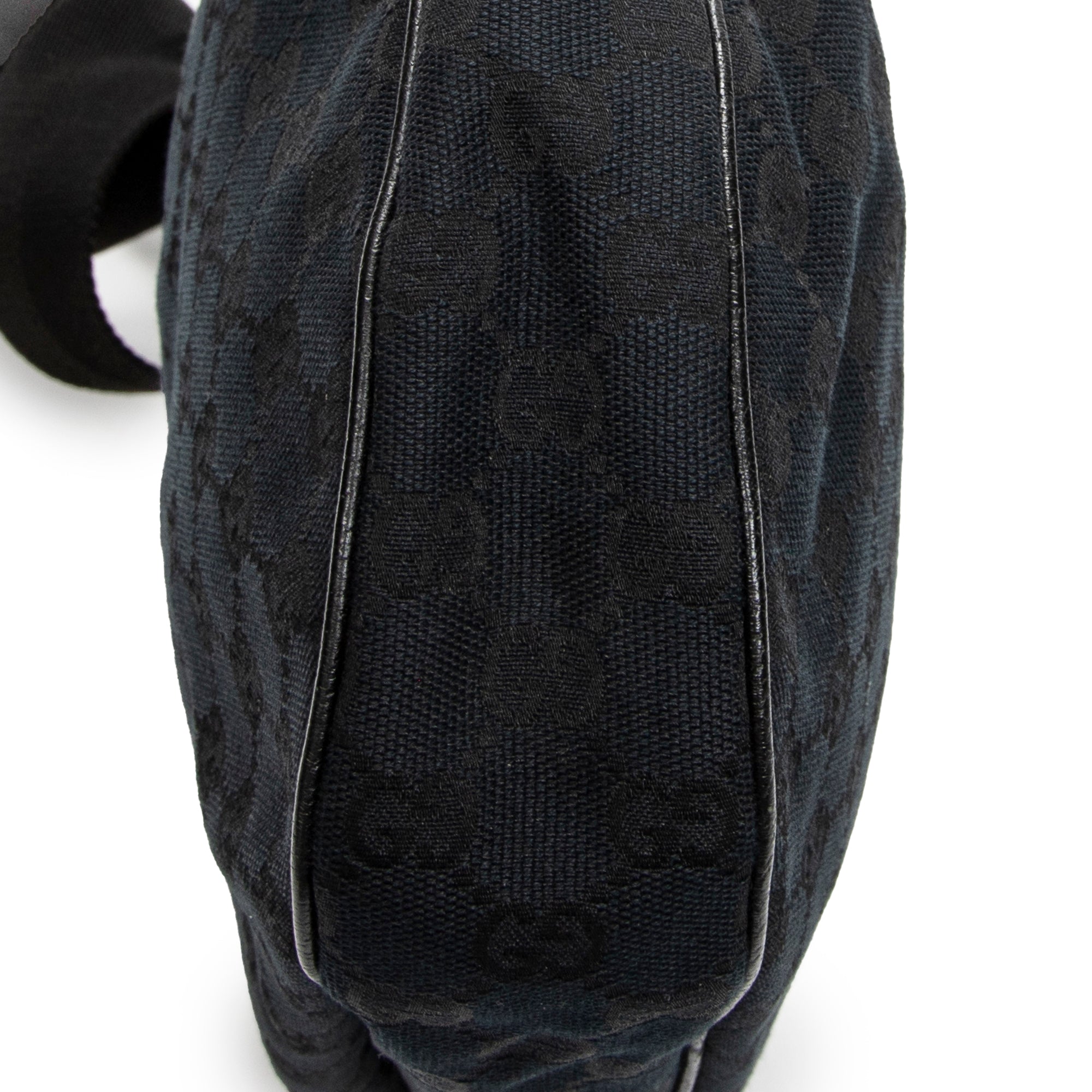 Shoulder Bag Round Zip Messenger Black Monogrammed Canvas