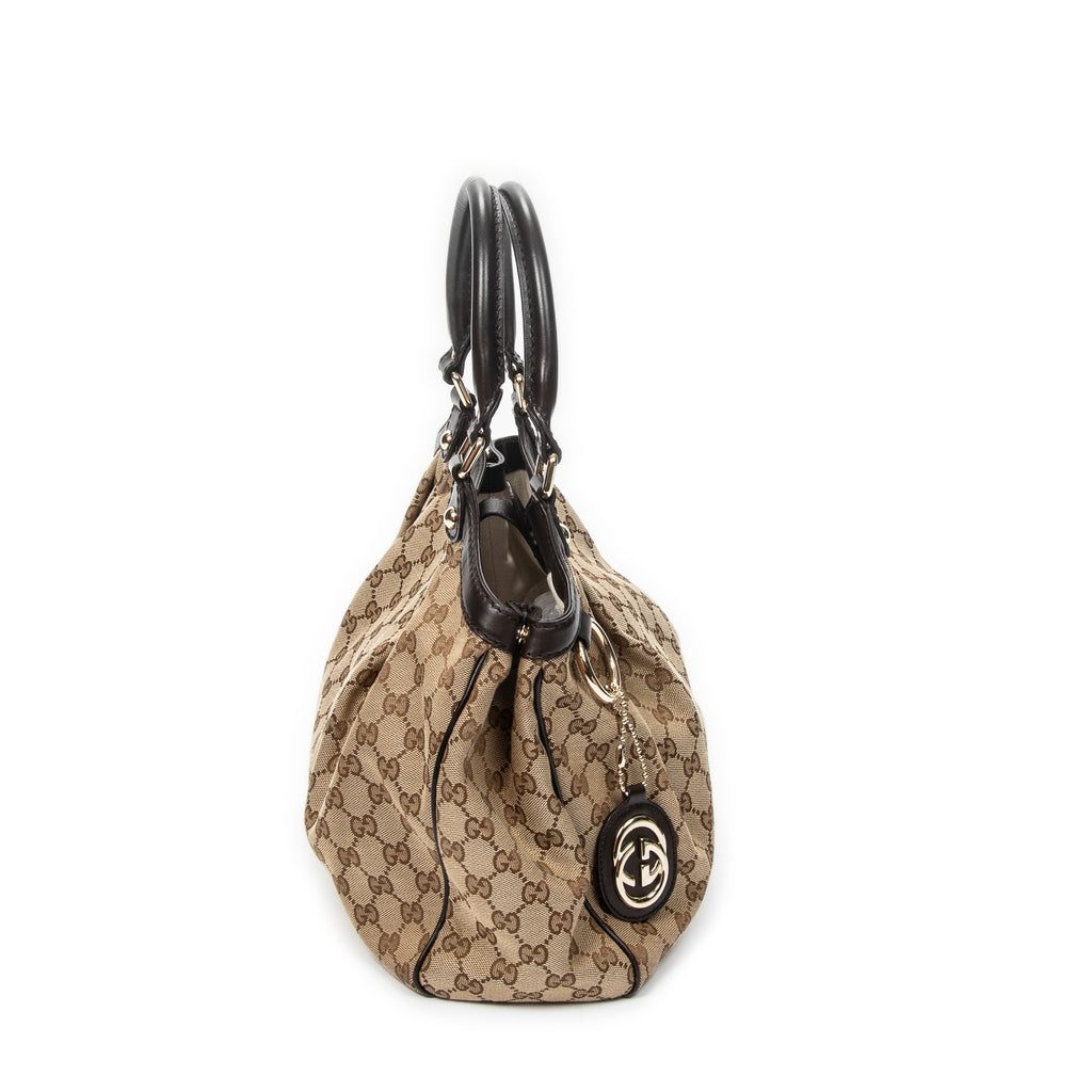 Shoulder Bag Small Sukey Tote Beige Monogrammed Canvas