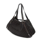 Shoulder Bag Abbey Hobo Diagonal Dark Brown Monogrammed Denim Canvas