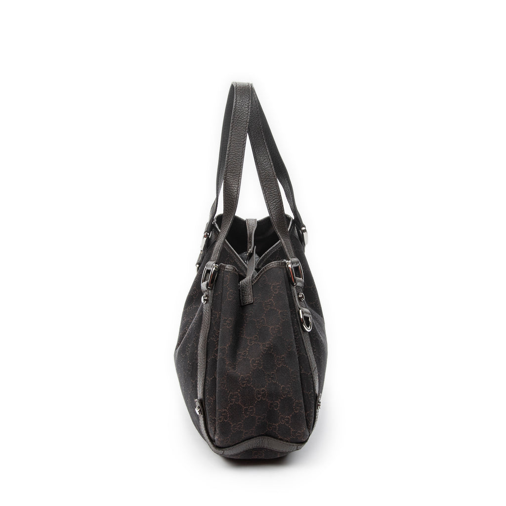 Shoulder Bag Abbey Hobo Diagonal Dark Brown Monogrammed Denim Canvas